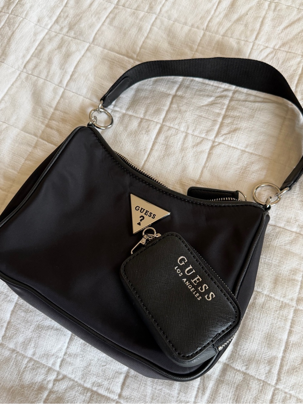 GUESS Black Shoulder Bag with Coin Pouch